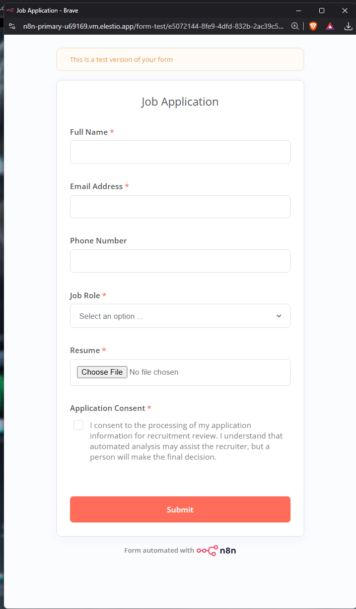 Job Application Form