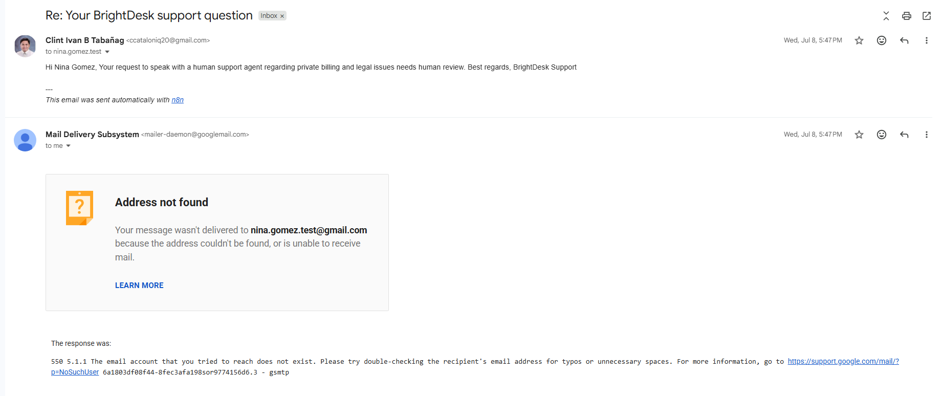 Gmail Customer Reply