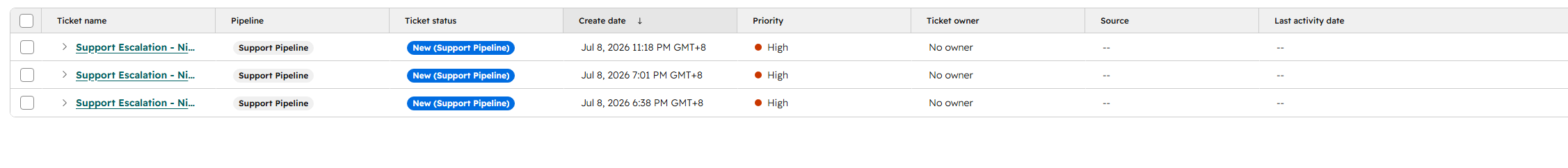 HubSpot Support Tickets